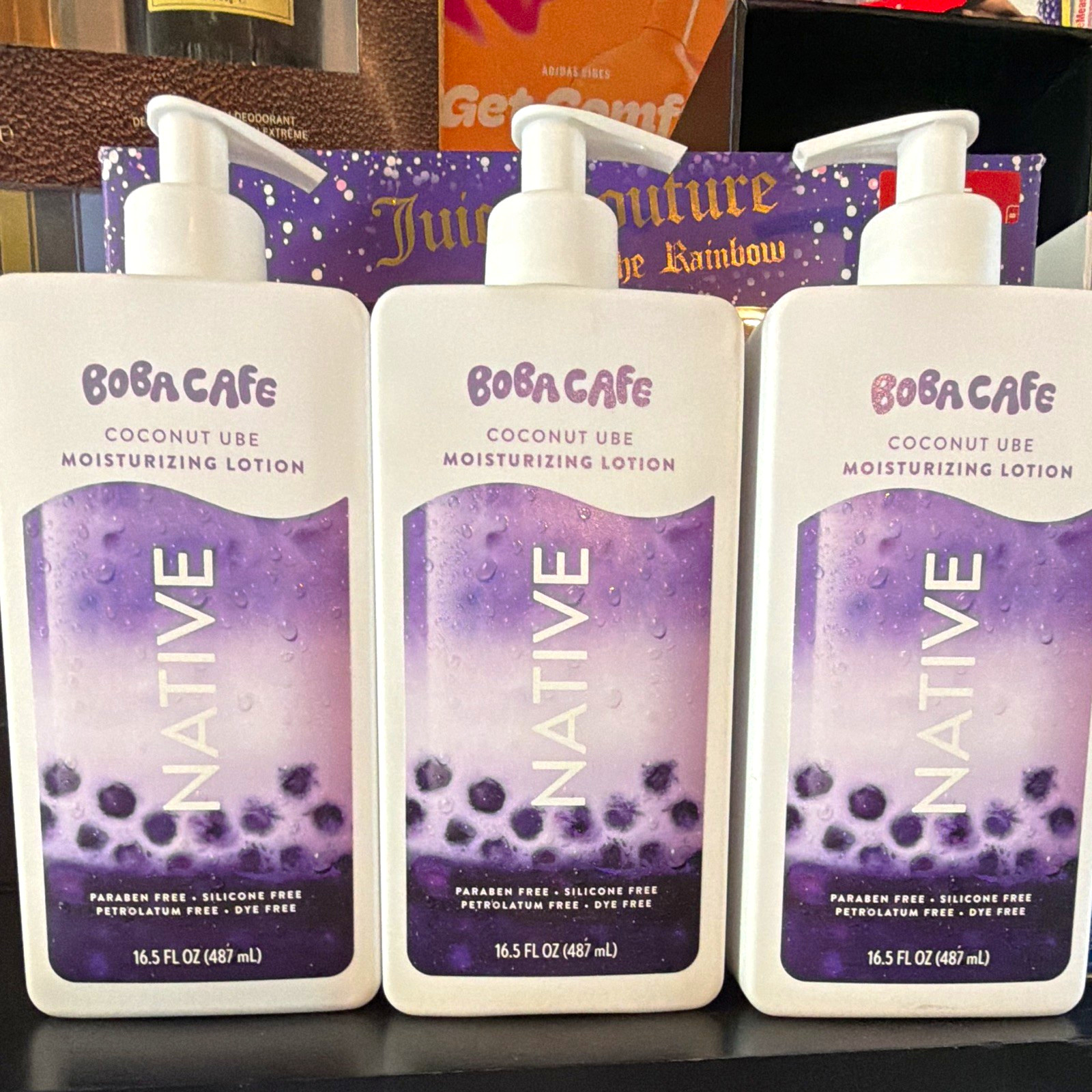 Native Boba Cafe Coconut Ube Moisturizing Lotion 16.5 fl oz Paraben-Free 3 pack