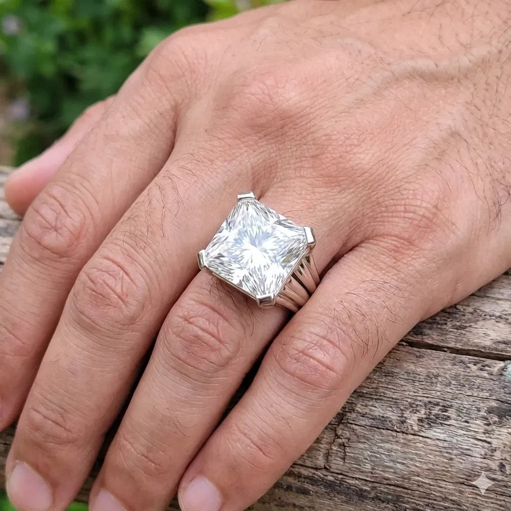 RARE Certified 19.30 Ct Diamond Solitaire Men\'s Ring  FREE Tariffs & Shipping