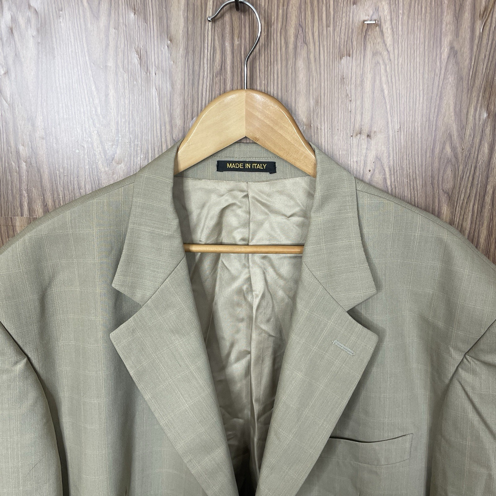 Manzini Uomo Sport Coat Mens 52L Beige Windowpane Super 120s Wool Italy Made Manzini Uomo Sport Coat Mens 52L Beige Windowpane Super 120s Wool Italy Made