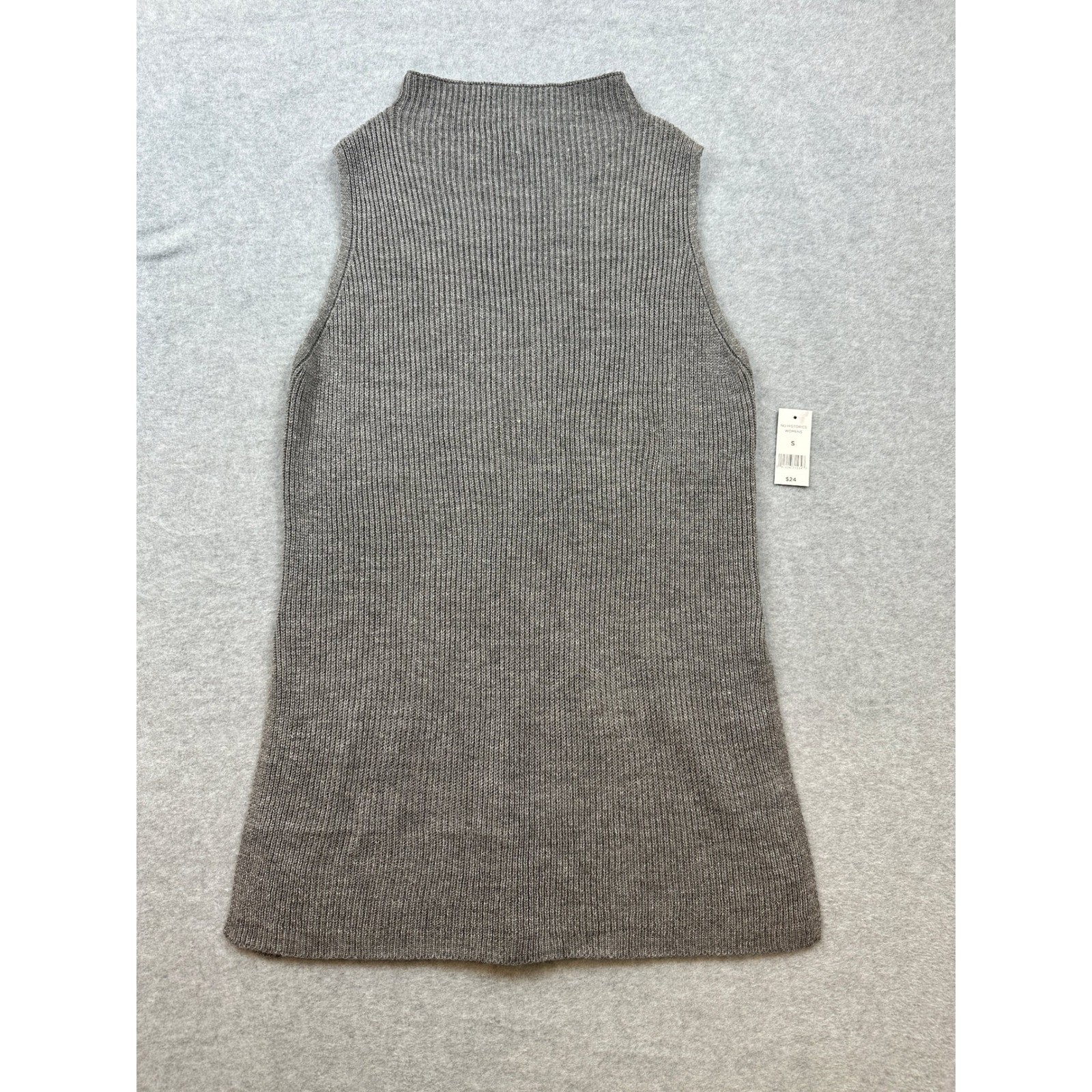 Dip Nu Historics Womens Ribbed Mock Neck Sleeveless Sweater Heather Gray Small
