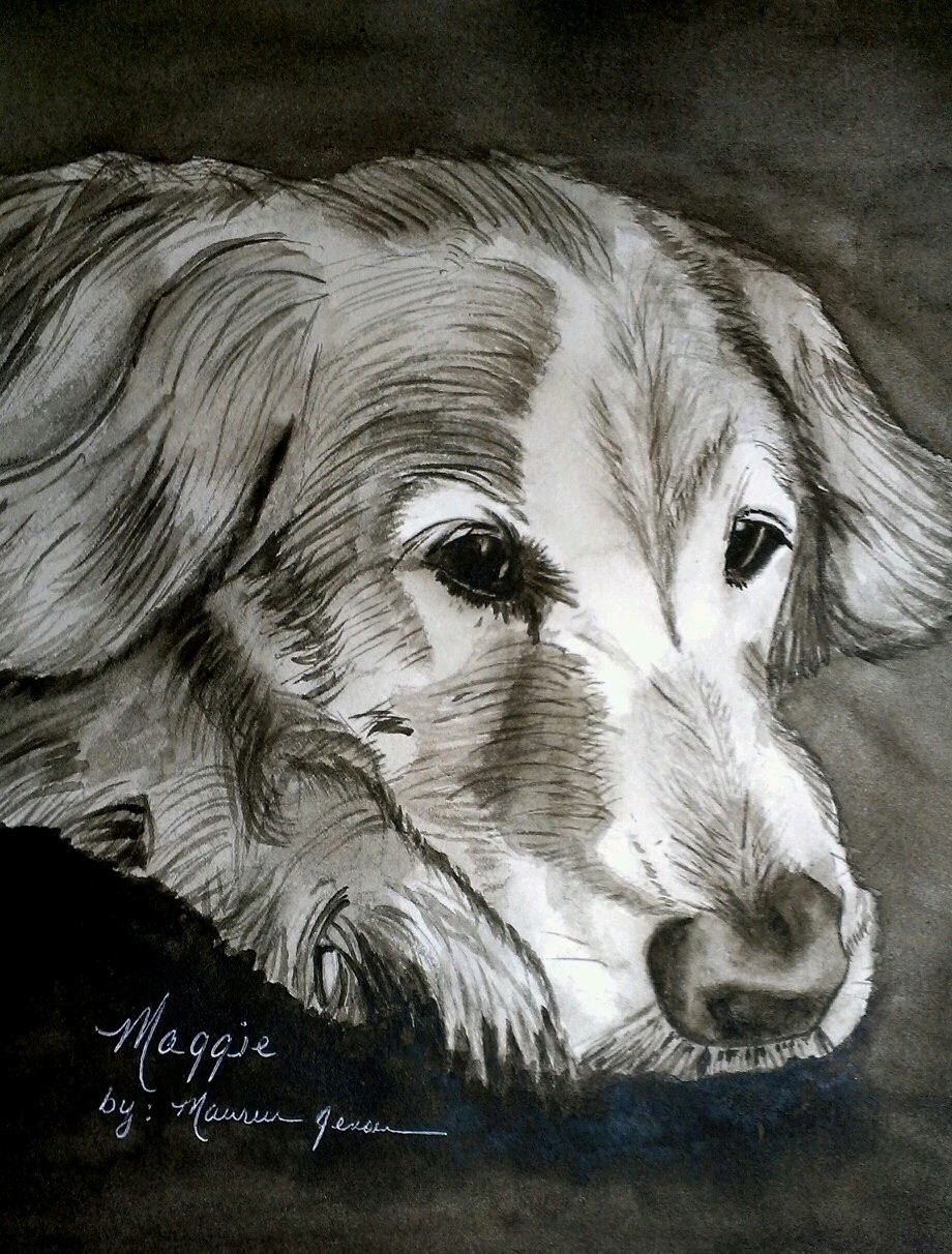 YOUR PET PORTRAIT ACEO Original WATERCOLOR Pretty Sepia Tone ~  ❤️