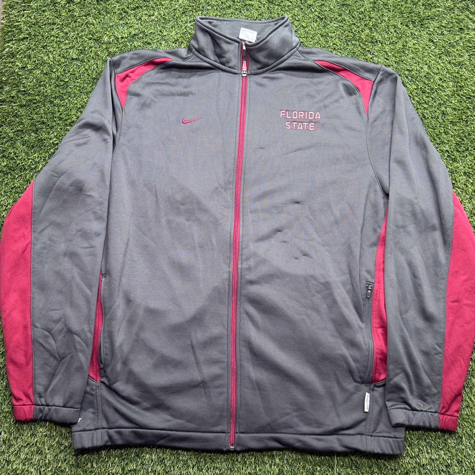 Florida State Seminoles Nike Jacket Mens XL Gray Garnet Dri Fit Full Zip Footbal
