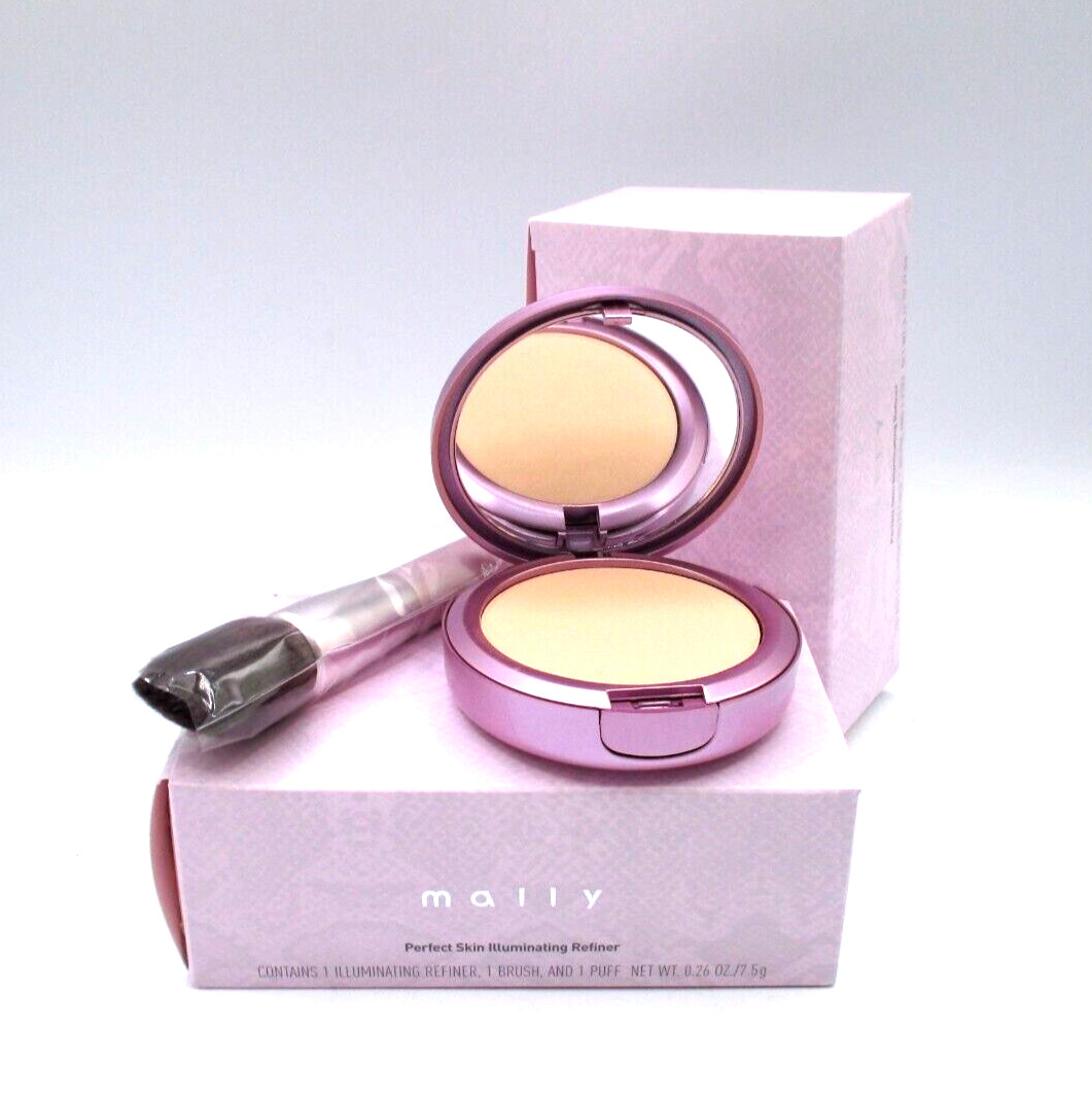 Lot of 2 Mally Perfect Skin Illuminating Refiner 1 Brush And 1 Puff ~ Medium ~