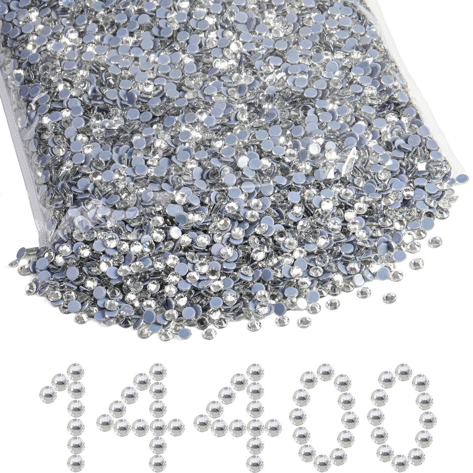 Hotfix Rhinestones Bulk, 14400PCS Crystal Hot Fix Rhinestones for Crafts Clothes