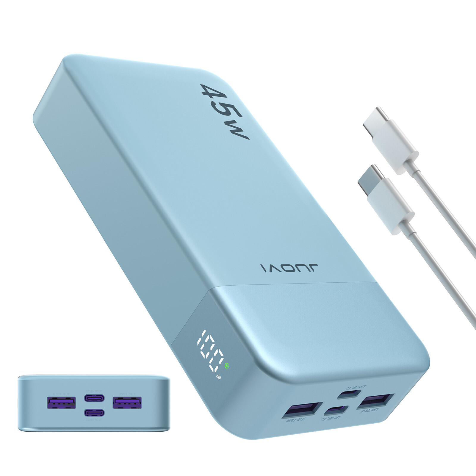 JUOVI 45W 20000mAh Power Bank Portable Charger External Battery Backup For Phone