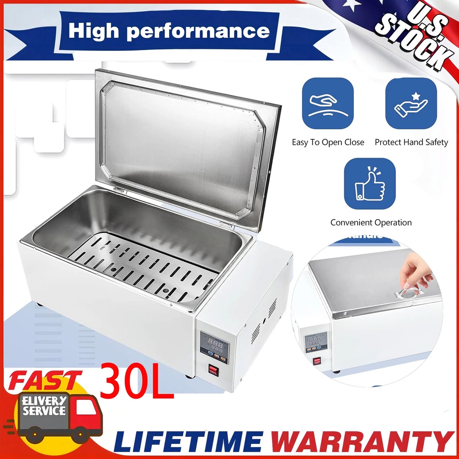 New Water Bath 30L Laboratory 1500w Digital Thermostatic 304 Stainles HH-600 US