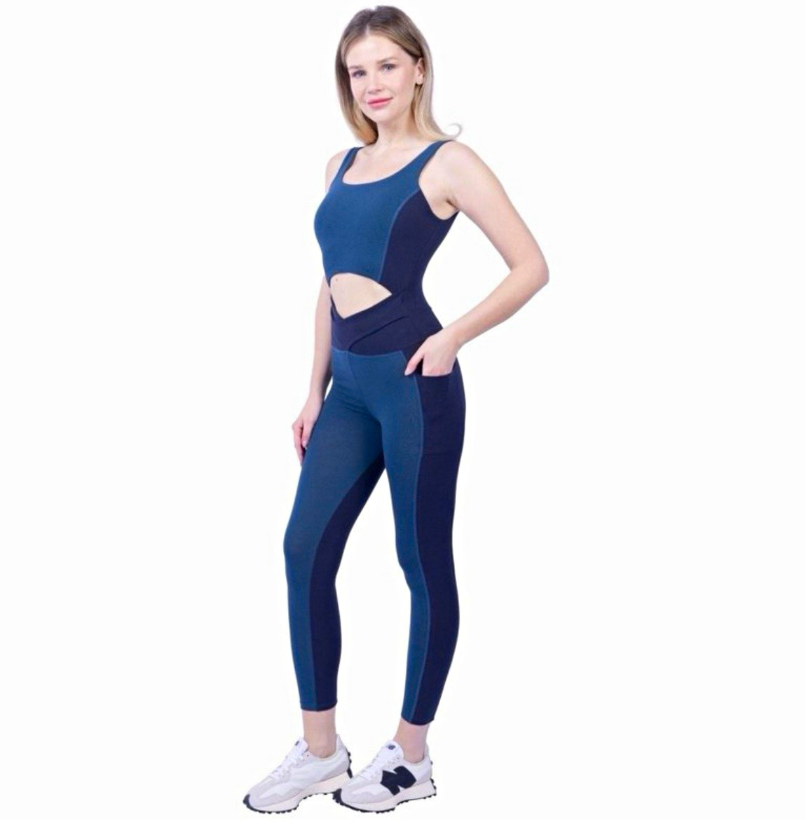 LEZAT NWT Women\'s Regular navy/oxblood Cutout One-Piece Jumpsuit Activewear S LEZAT NWT Women\'s Regular navy/oxblood Cutout One-Piece Jumpsuit Activewear S