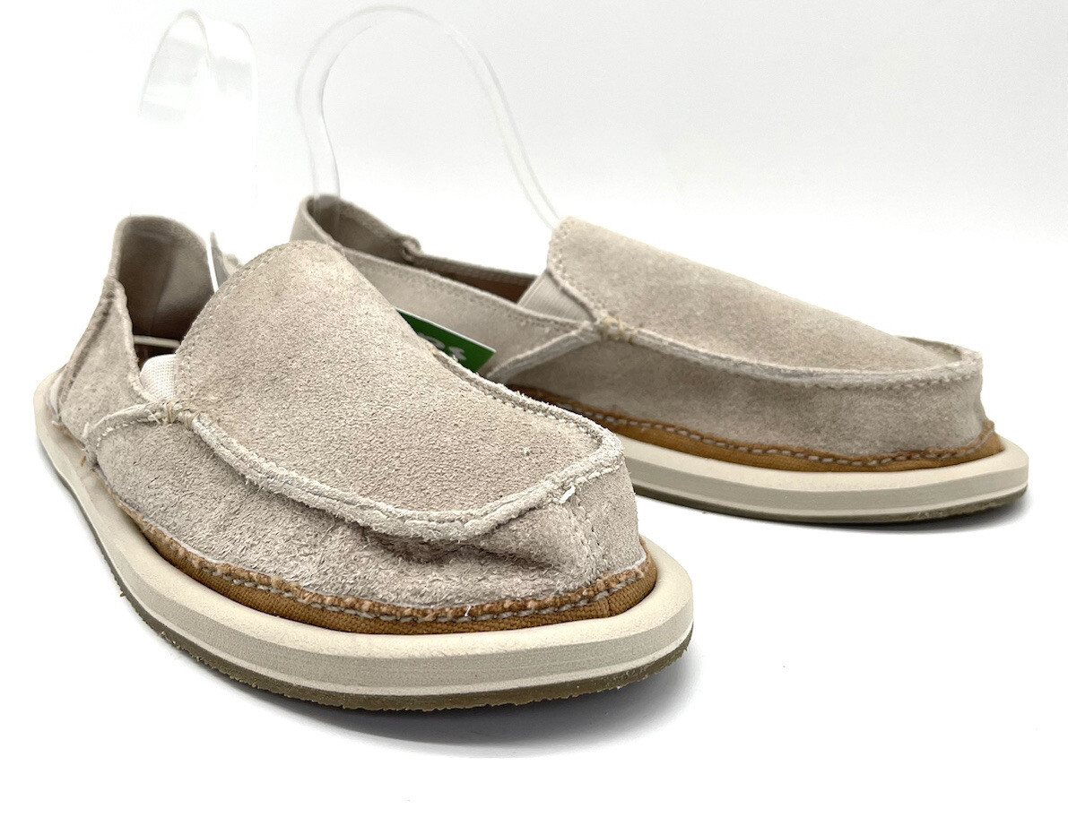 Sanuk Donna Artesano Suede Beige Loafers 10 Women Comfort Slip On Casual Resort
