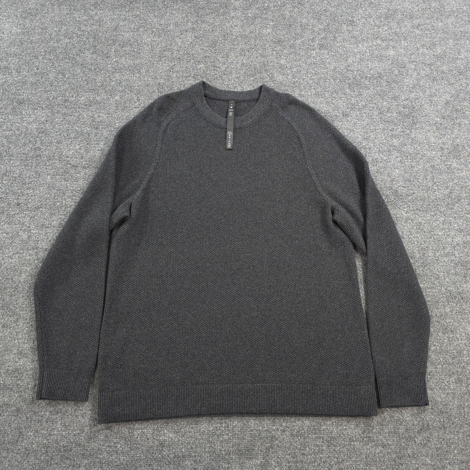 Lululemon Sweater Mens XL Gray Textured Knit Crew Neck Pullover Casual Preppy