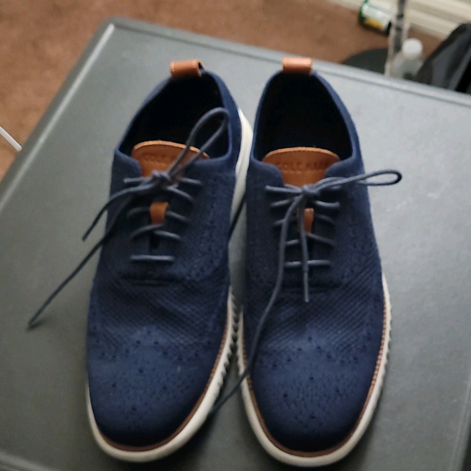 Cole Haan ZERØGRAND Men’s Low Top Lace Up Knit Sneakers Blue C27569