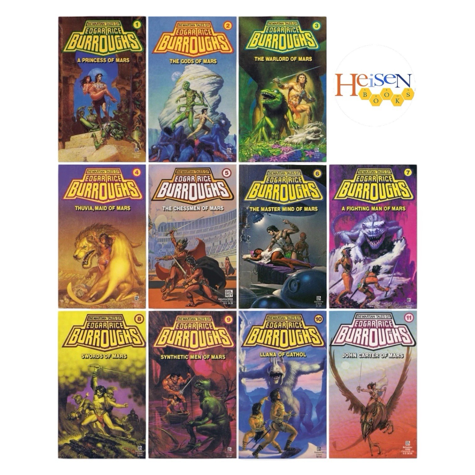 Complete Set of Barsoom books by Edgar Rice Burroughs Mars #1-11  Series  Lot