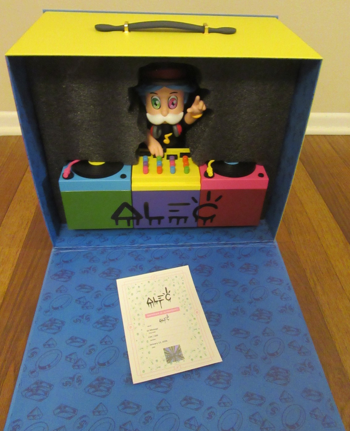 Alec Monopoly DJ Monopz Cast Vinyl Figure Edition of 200 Packaged In Boombox Box