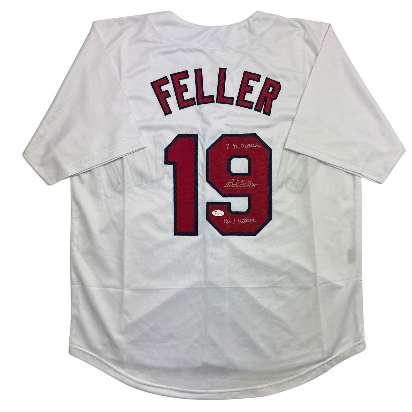 Autographed/Signed Bob Feller Cleveland White Baseball Jersey JSA COA Autographed/Signed Bob Feller Cleveland White Baseball Jersey JSA COA