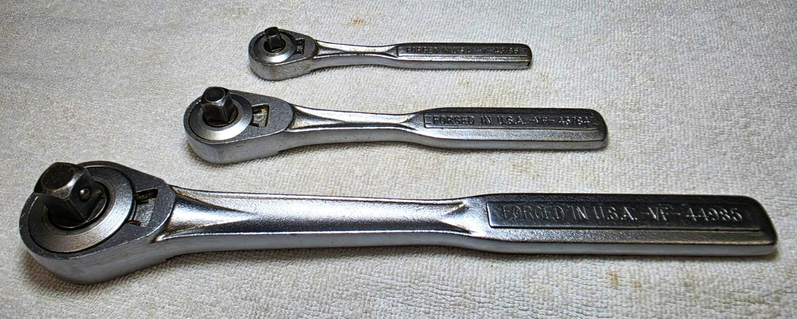 Vintage Craftsman USA 3pc Ratchet Set 1/4 3/8 1/2 Drive V VF 43185 43784 44985