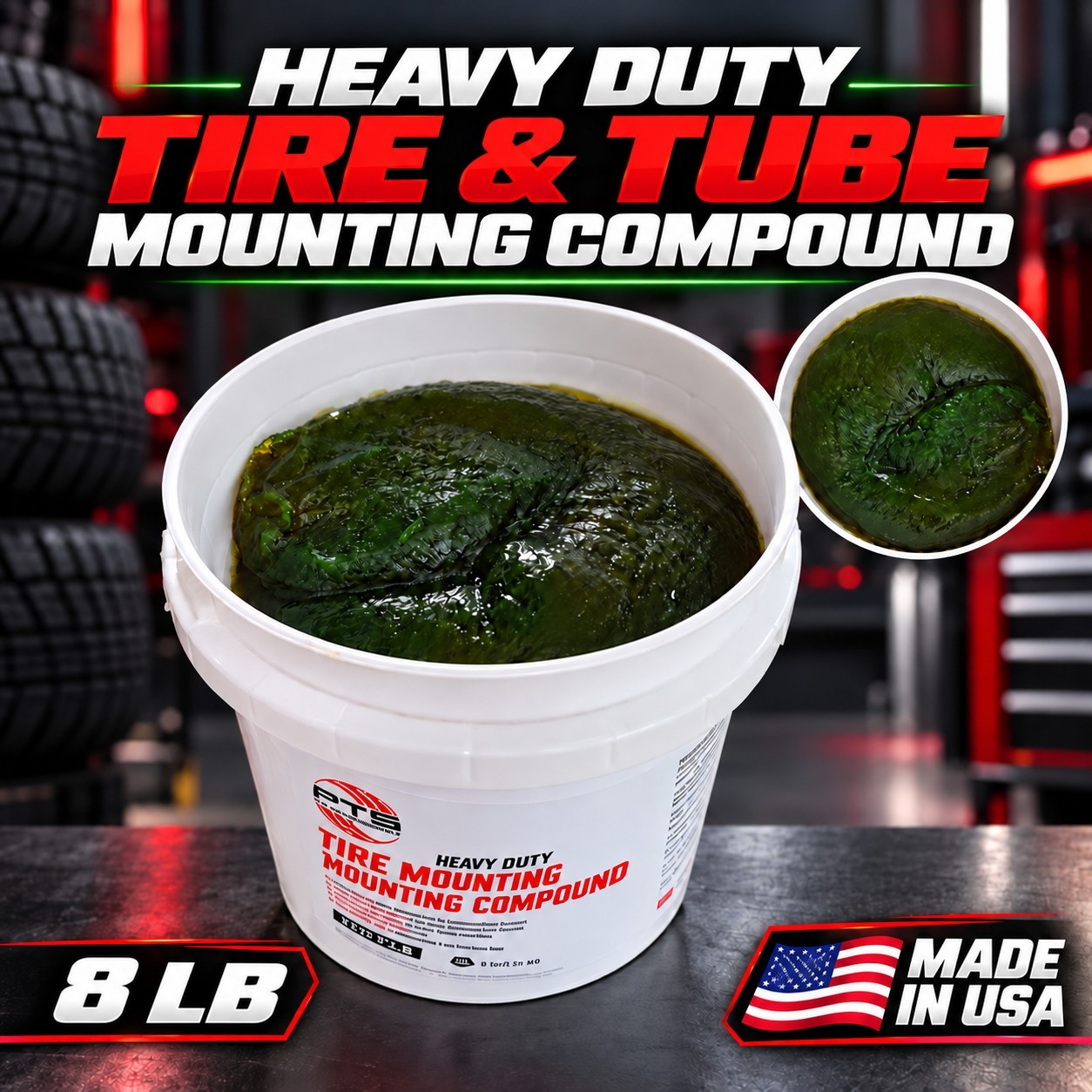 PTS  OTR Bead Packing and Tire Mounting Compound 8 lb - Heavy Duty Green