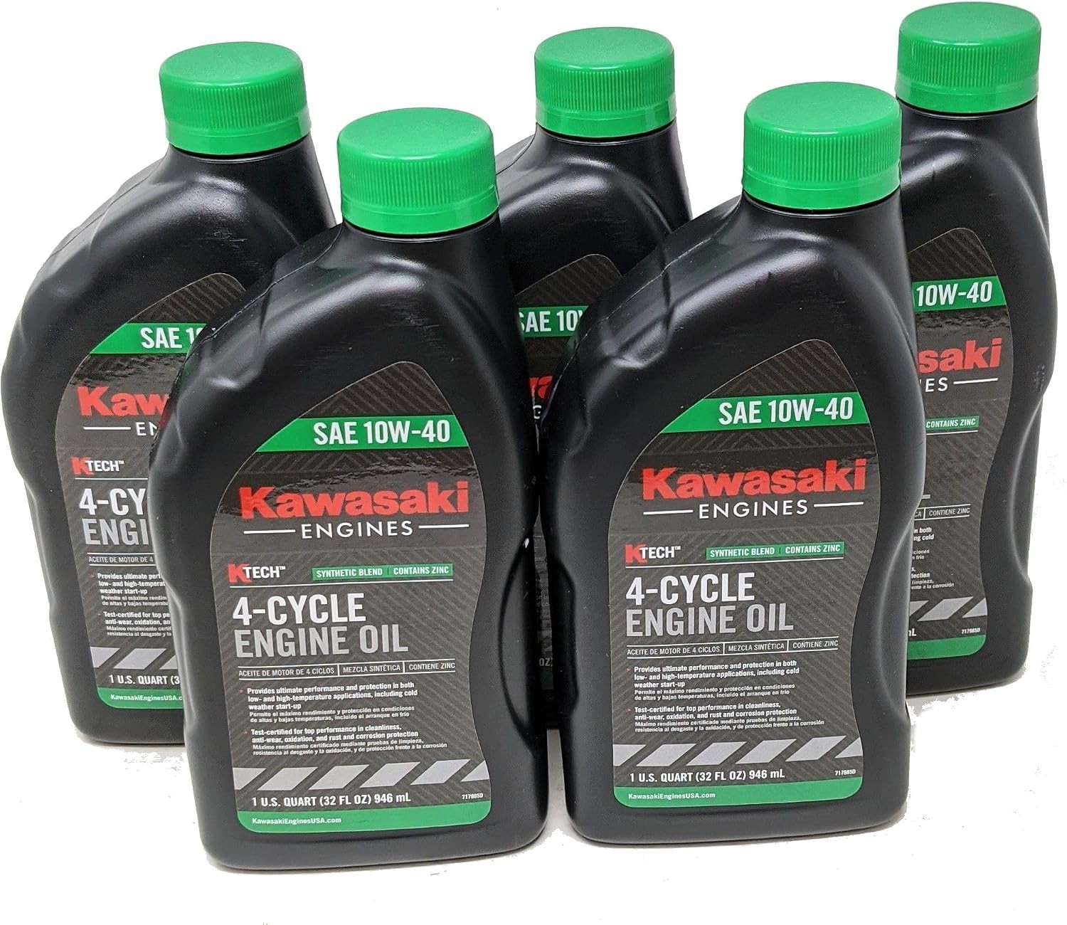 Pack of 5 Kawasaki 99969-6296 OEM K-Tech SAE 10W-40 4-Cycle Engine Oil