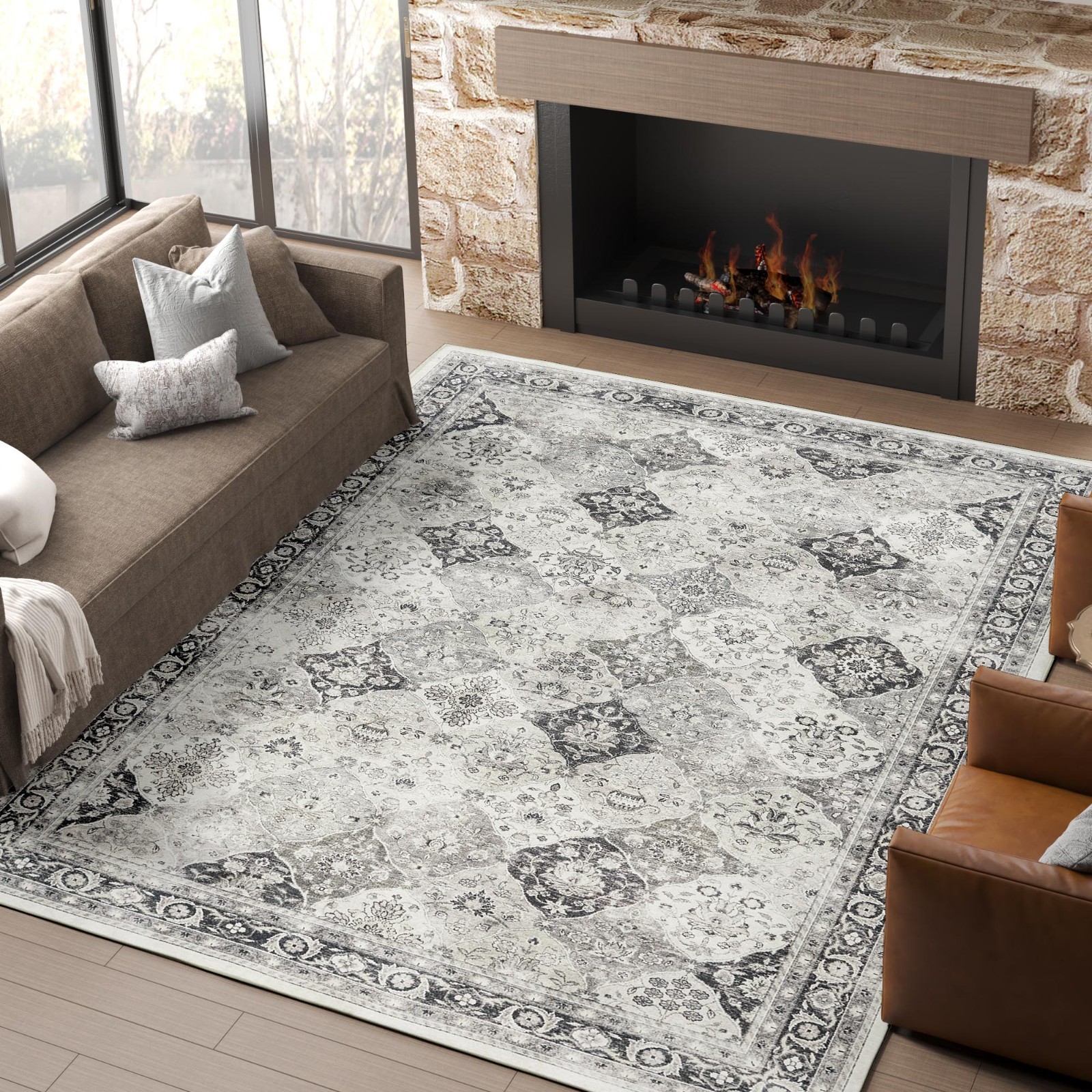 8x10 Moroccan Area Rug Washable Rug Floral Medallion Moroccan Trellis Floor Grey 8x10 Moroccan Area Rug Washable Rug Floral Medallion Moroccan Trellis Floor Grey