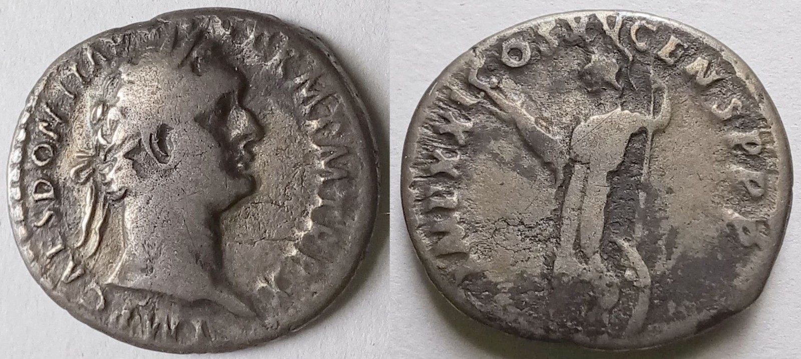 Domitian AR Denarius Minerva IMP XXI COS XV Roman Silver Coin AD 90