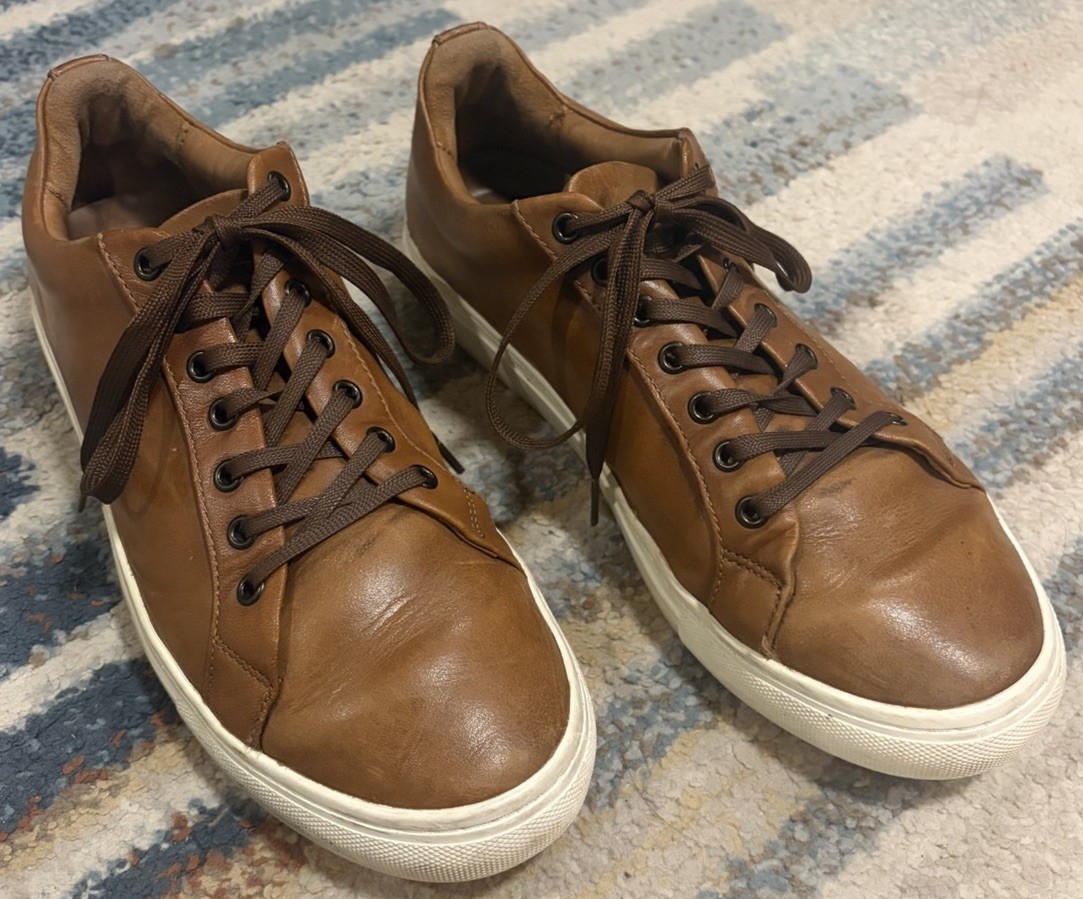 Thursday Everyday Brown Leather Sneaker Shoes Men Size 9.5 Brown Handmade