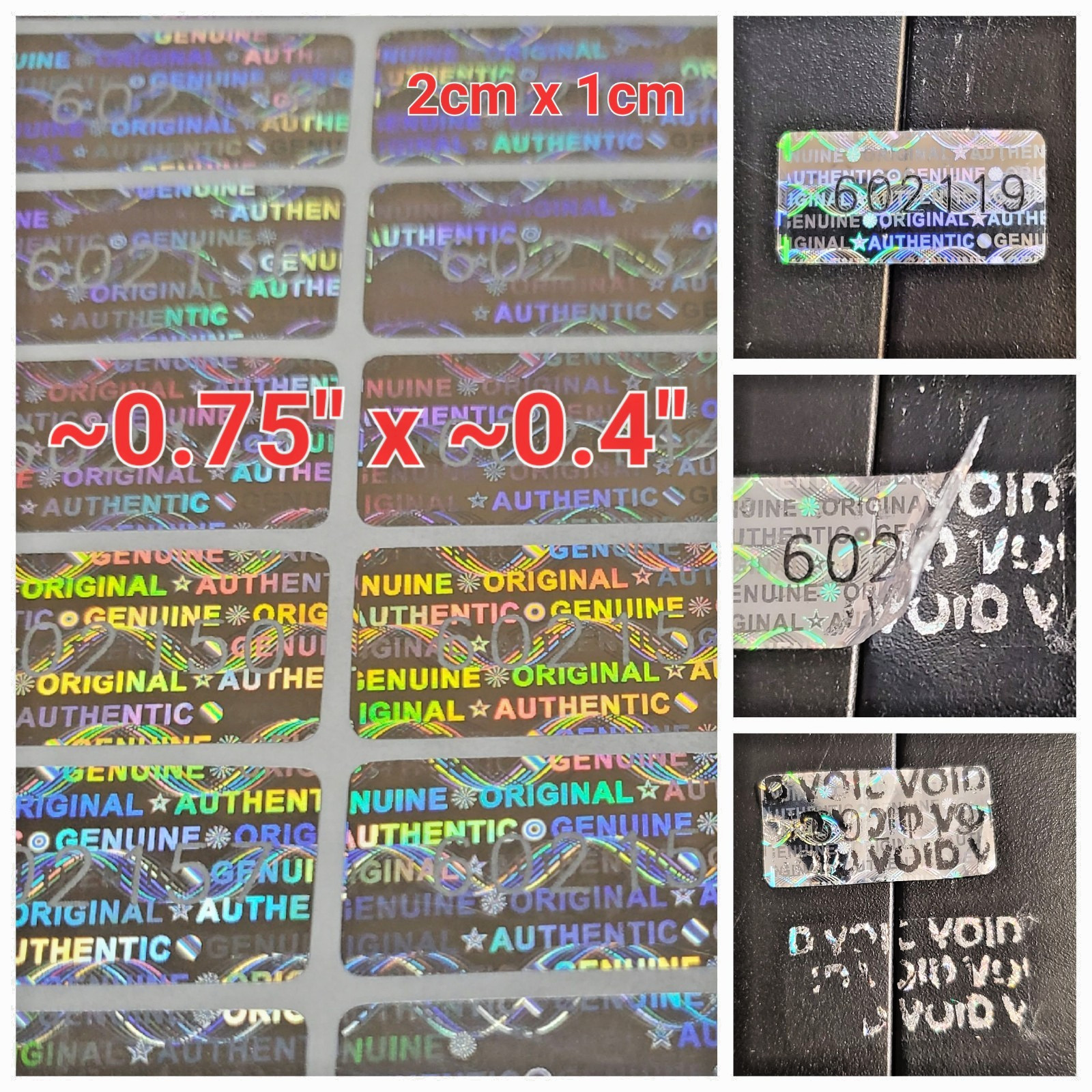 100 Security Stickers Labels Warranty Void Tamper Authentic Genuine Hologram Set
