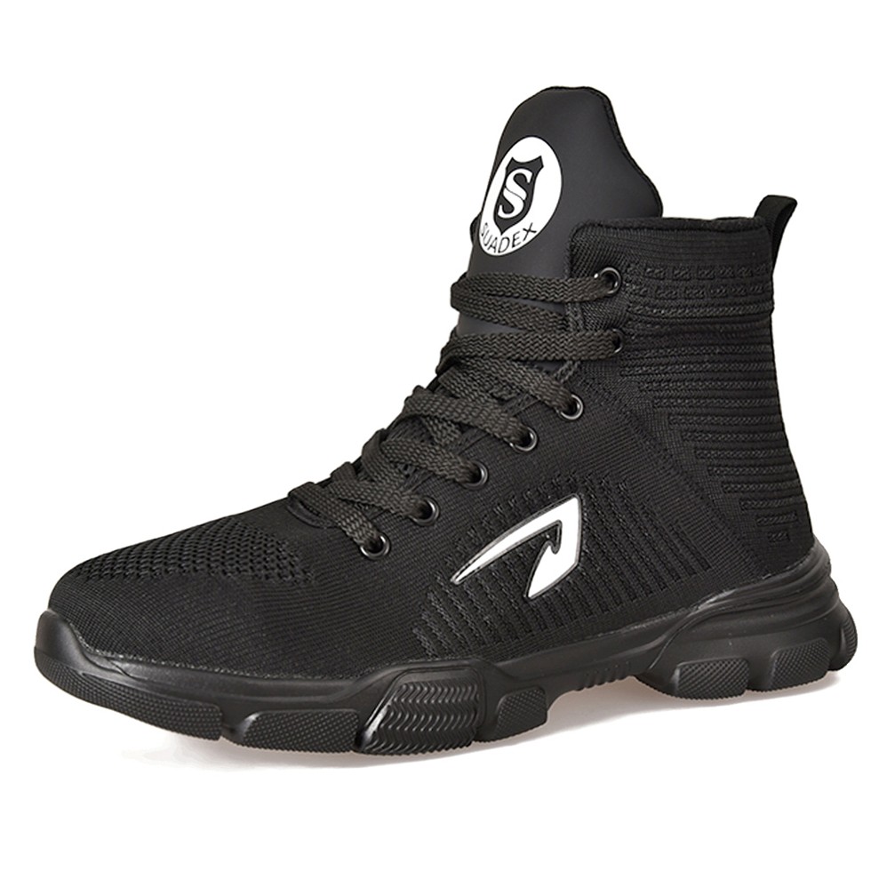SUADEEX Steel Toe Boots For Men Safety Work Shoes Construction Breathable Black