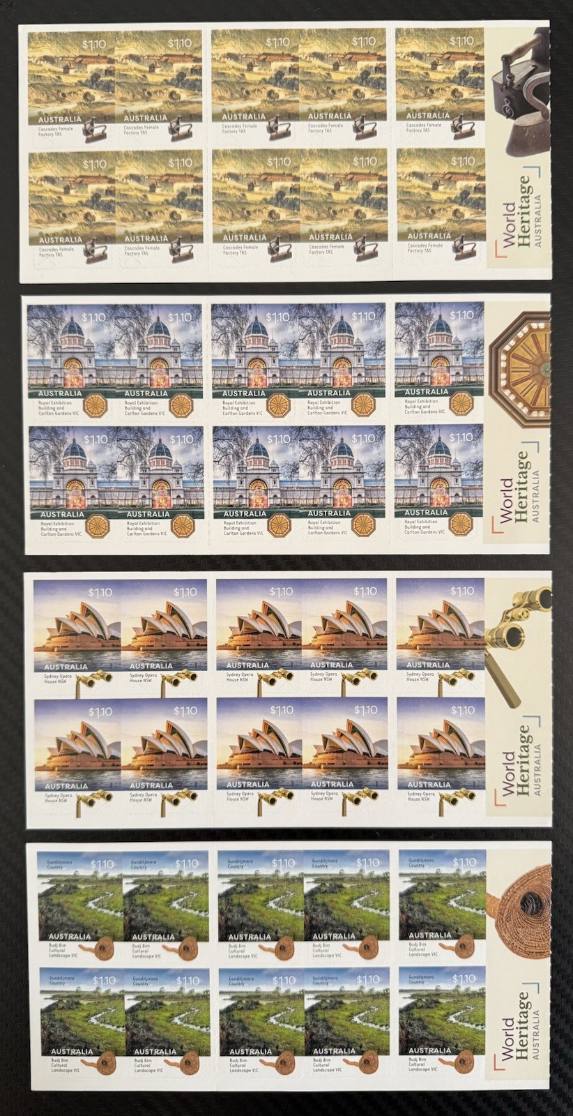 Australia 2020 World Heritage Australia MNH 4 Sheets of 10 Complete Set $1.10