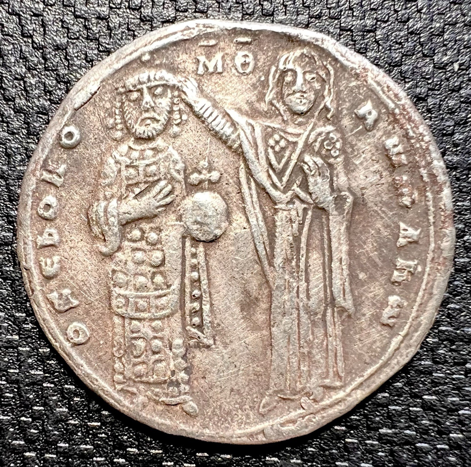 Ancient Byzantine Silver Coin (2 Sides Shown) – Europe Origin