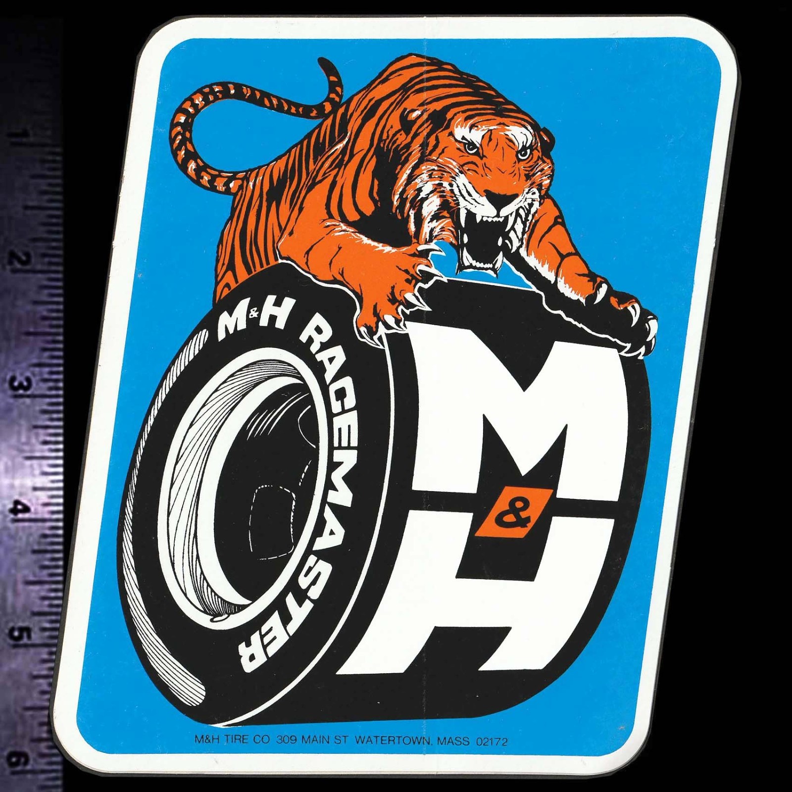 M & H Racemaster Tires - Original Vintage 1960's 70's Racing Decal/Sticker B M & H Racemaster Tires - Original Vintage 1960's 70's Racing Decal/Sticker B