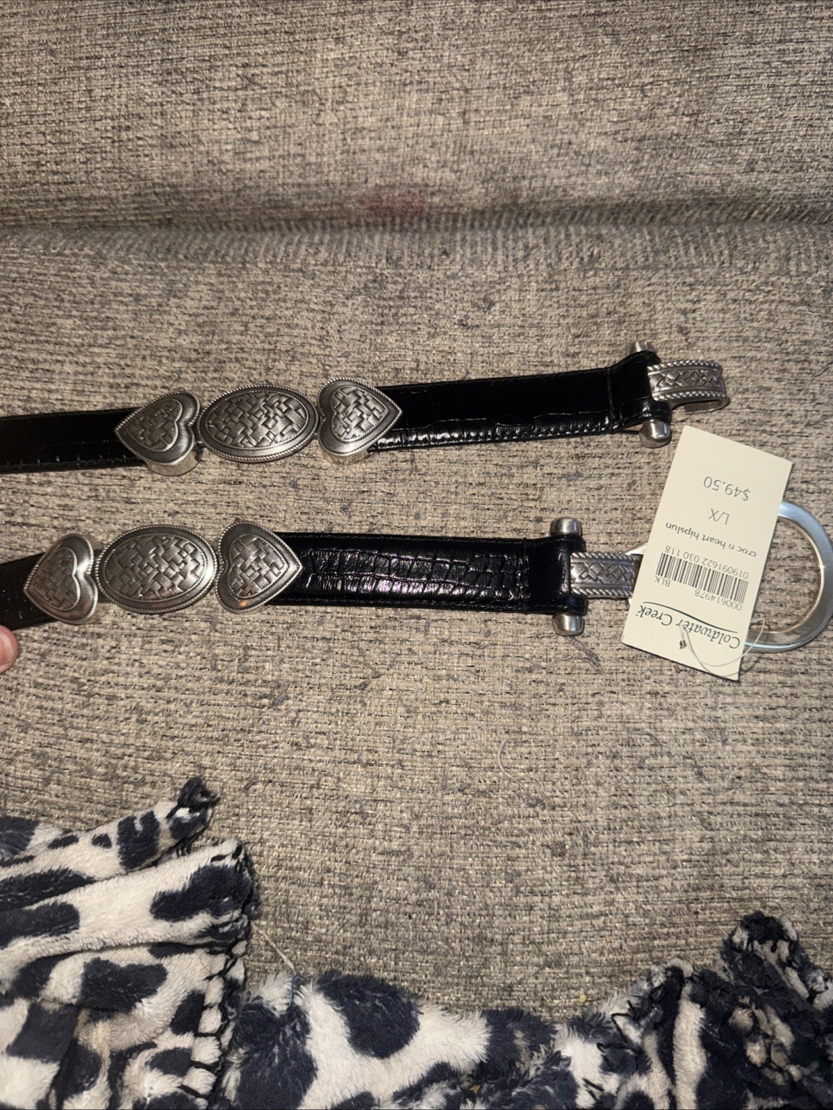 NWT Coldwater Creek Croc n Heart Hipslun Belt Sz Large