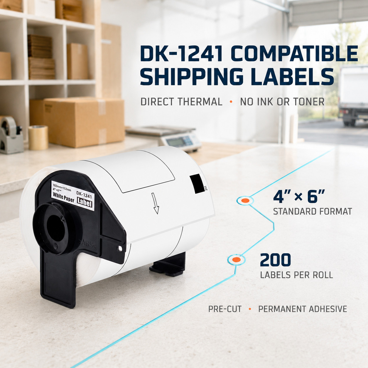Compatible DK-1241 102mm x 152mm Address Labels for Brother QL-1110NWB Printer