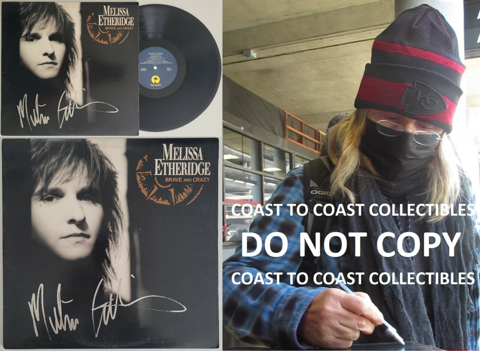 Melissa Etheridge signed Brave and Crazy album COA proof autograph vinyl record