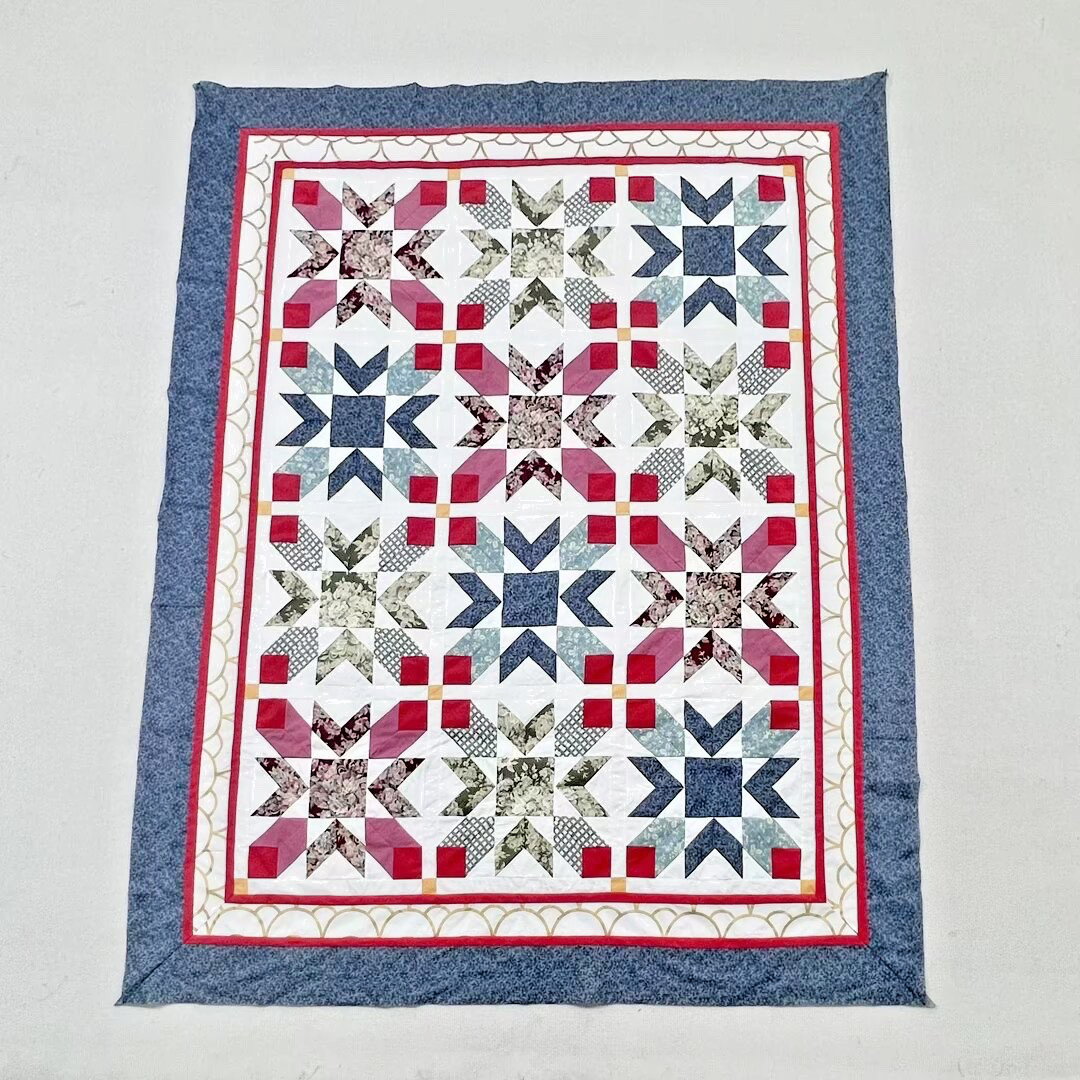 Handmade Heritage Rose Garden Cotton Patchwork quilt top/topper Twin Size