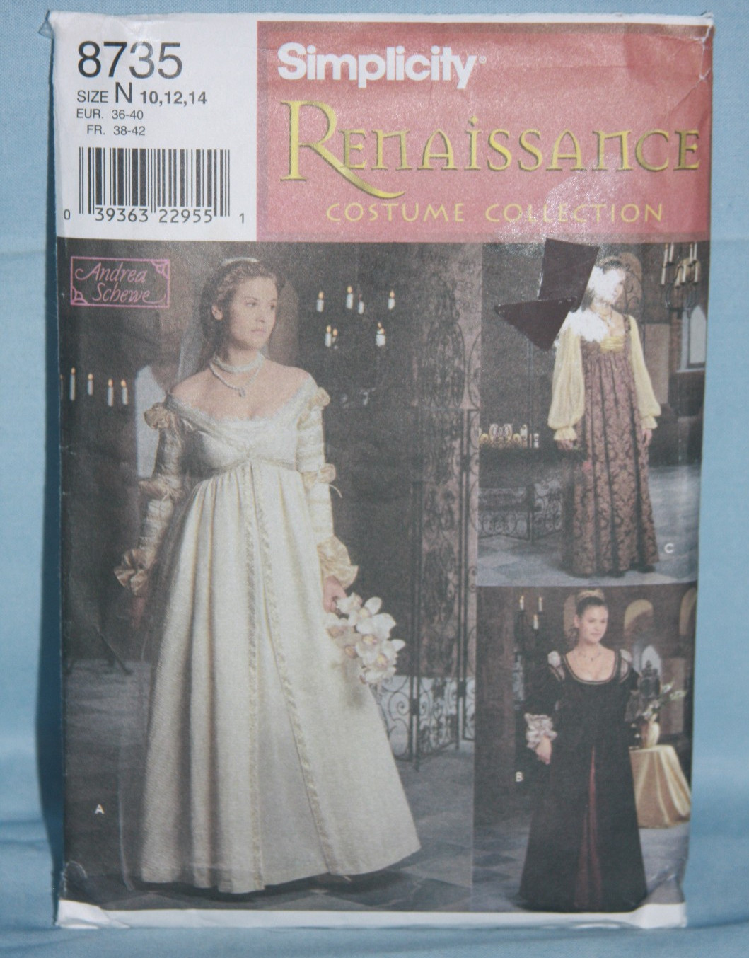 Simplicity 8735 Misses\' Renaissance Costume Pattern  Size 10-12-14 UNCUT (c33)
