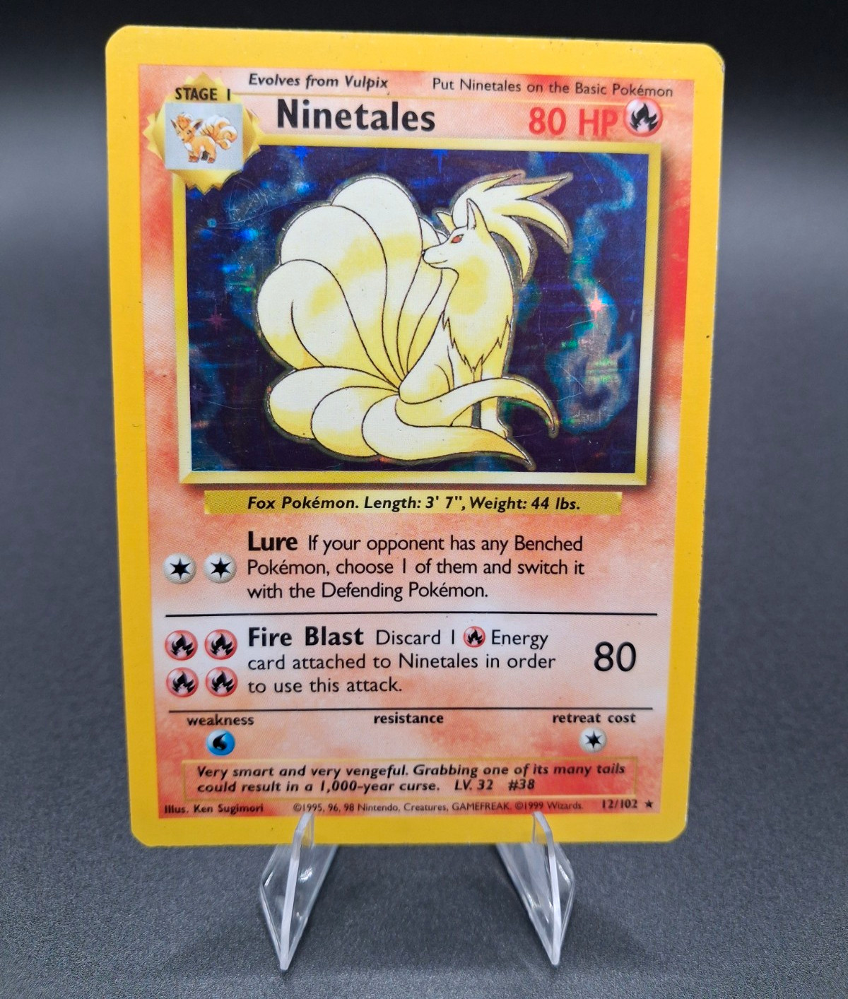 Wizards of the Coast Ninetales 12/102 Holo Rare Base Set 1999 English 80 HP Wizards of the Coast Ninetales 12/102 Holo Rare Base Set 1999 English 80 HP