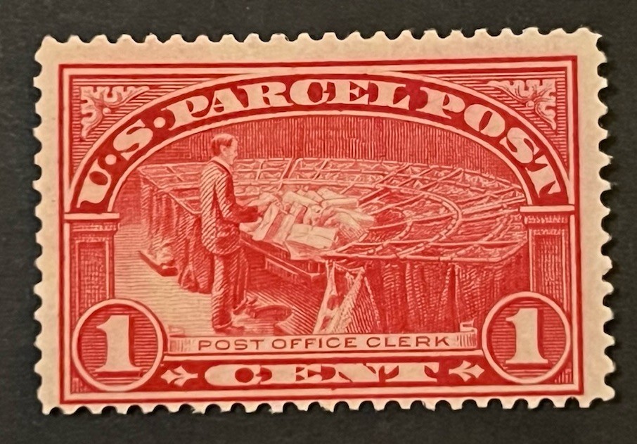 TRAVELSTAMPS: 1913 US SCOTT #Q1 ,1c PARCEL POST OFFICE CLERK MNH Glazed Gum