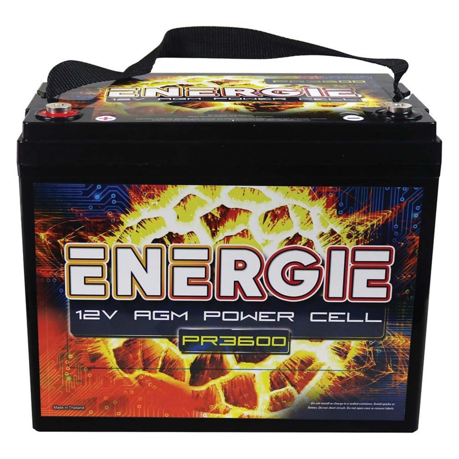 Energie 3600W 12V Power Cell Car Audio Battery 75Ah Group 24 Left Terminal High