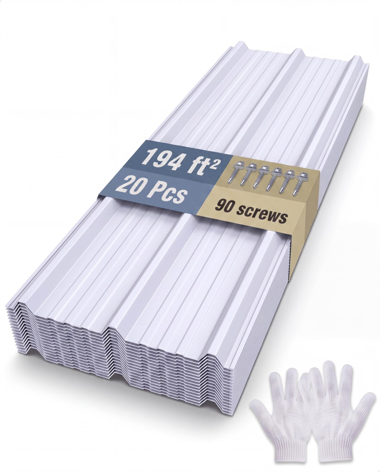 Ribbed Metal Roof Panels 20 Pcs 59.1x19.8in 29Ga Anti-Cut Purlin Carport Chicken