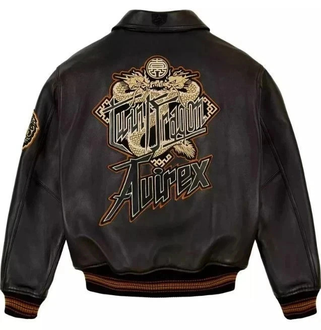 Men\'s Avirex Dragon Leather Jacket Edition Aviator Bomber Style - All size Men\'s Avirex Dragon Leather Jacket Edition Aviator Bomber Style - All size