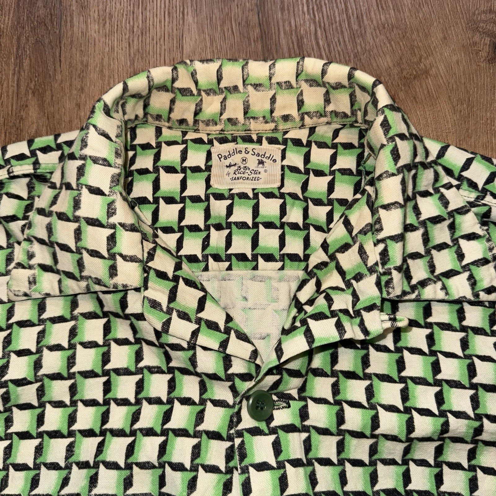 Vtg 50s 60s Paddle and Saddle Sanforized Shirt Rice Stix MCM Camp Mens Medium
