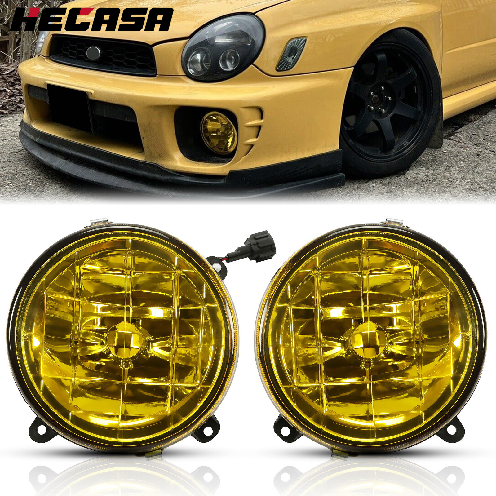 HECASA Yellow Lens Glass Fog Light Set Fit For 2002-2003 Subaru Impreza RS / WRX HECASA Yellow Lens Glass Fog Light Set Fit For 2002-2003 Subaru Impreza RS / WRX