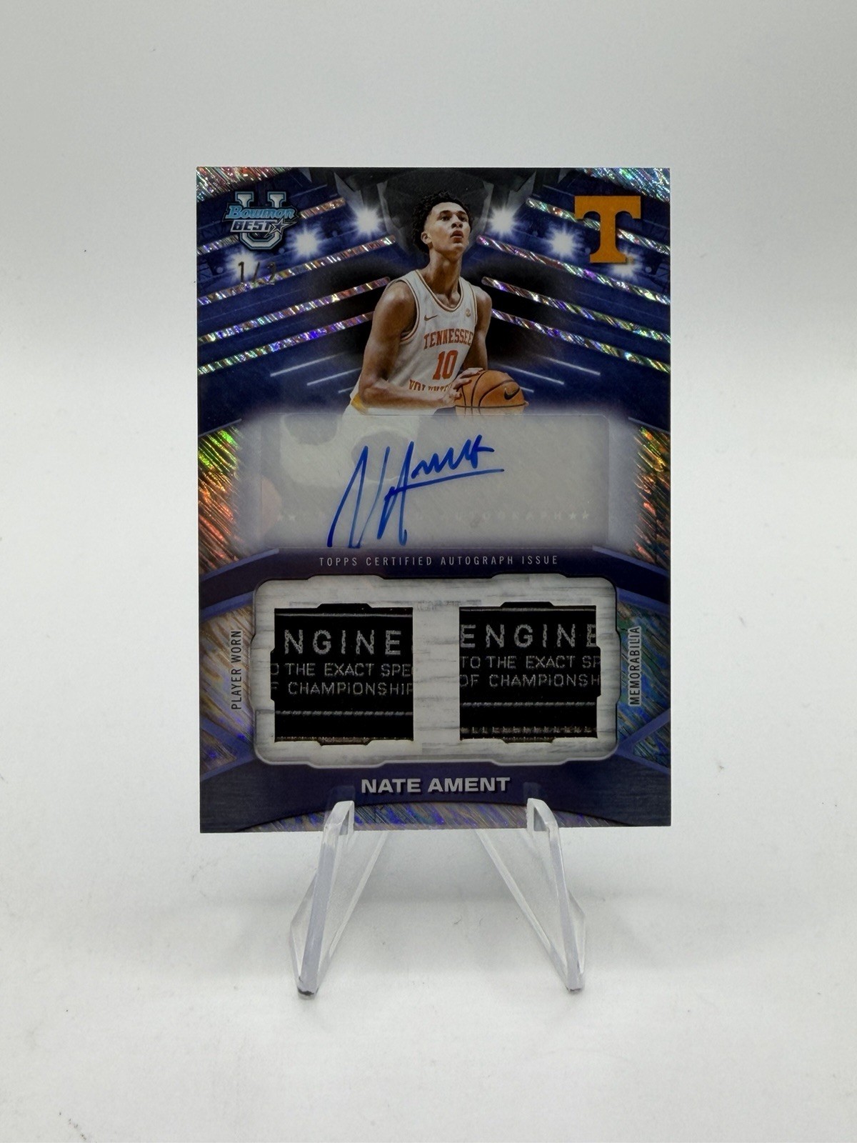 2025-26 Bowman U Best Nate Ament RC Shimmer Refractor Landry Tag Patch AUTO #/2 2025-26 Bowman U Best Nate Ament RC Shimmer Refractor Landry Tag Patch AUTO #/2