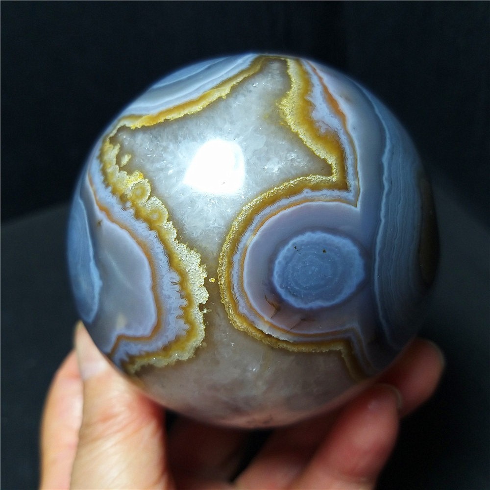 RARE 537G Natural Gobi Agate Eyes Agate/Stone ball Geode Healing Ca765