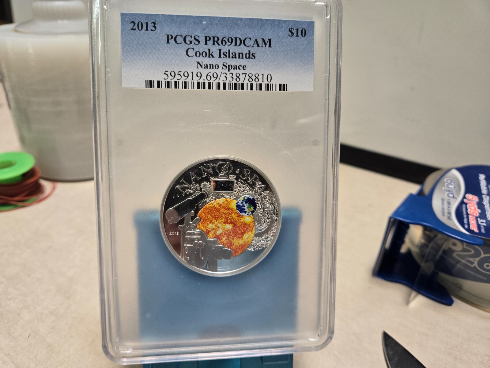 Rare 2013 Cook Is 50mm Silver color $10 Nano Space-PCGS PR DCAM 69 Rare 2013 Cook Is 50mm Silver color $10 Nano Space-PCGS PR DCAM 69
