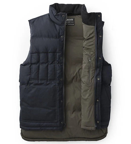 Filson Down Cruiser Vest Harbor Blue Dark Navy Waxed Cover Cloth Insulated XXL
