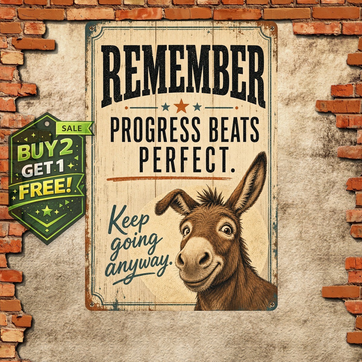 Funny Donkey Poster Plaque Garage Metal Tin Sign Wall Decor