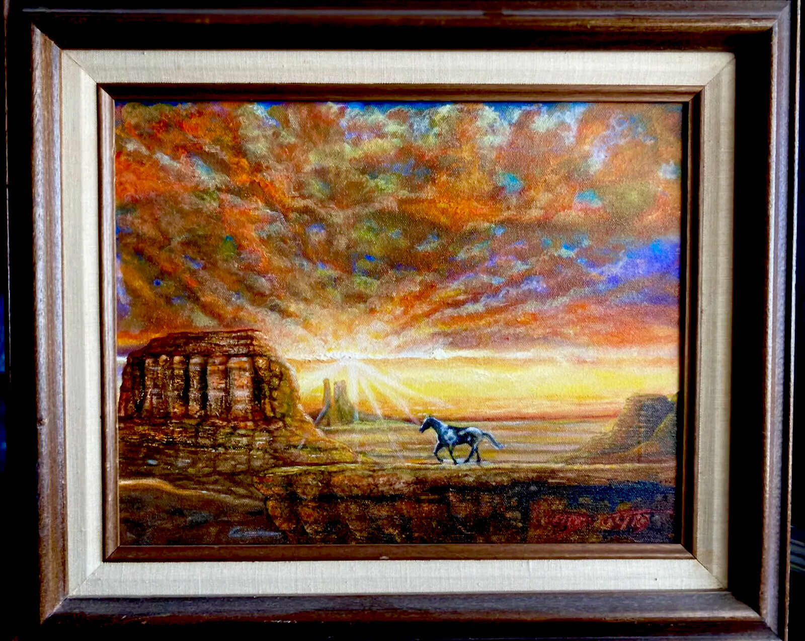 The Arizona Sunset , Southwest Original oil Painting, landscape Leland Castro