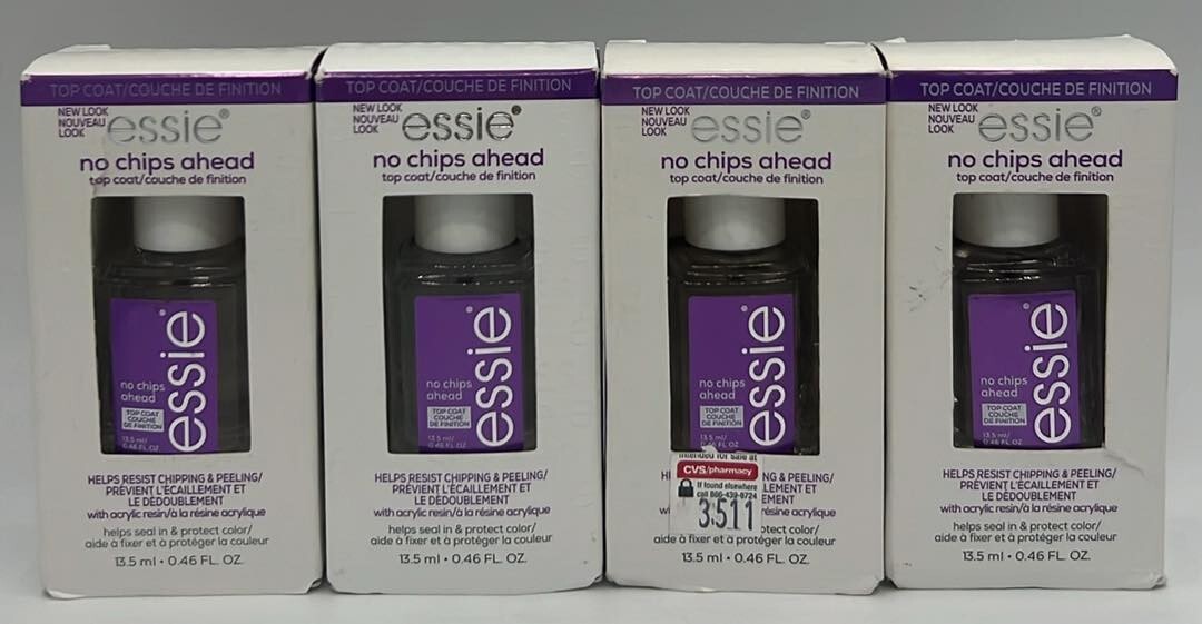 4PK Essie No Chips Ahead Top Coat ~ 0.46 FL OZ EACH ~ FAST SHIPPING ~ NEW 4PK Essie No Chips Ahead Top Coat ~ 0.46 FL OZ EACH ~ FAST SHIPPING ~ NEW