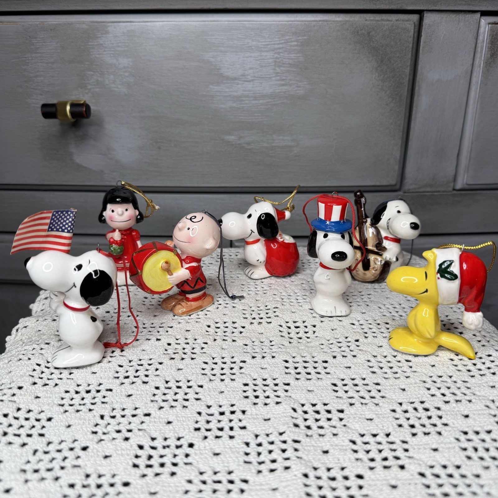 Vintage 1960s United Feature Syndicate Peanuts Charlie Brown Snoopy Ornaments