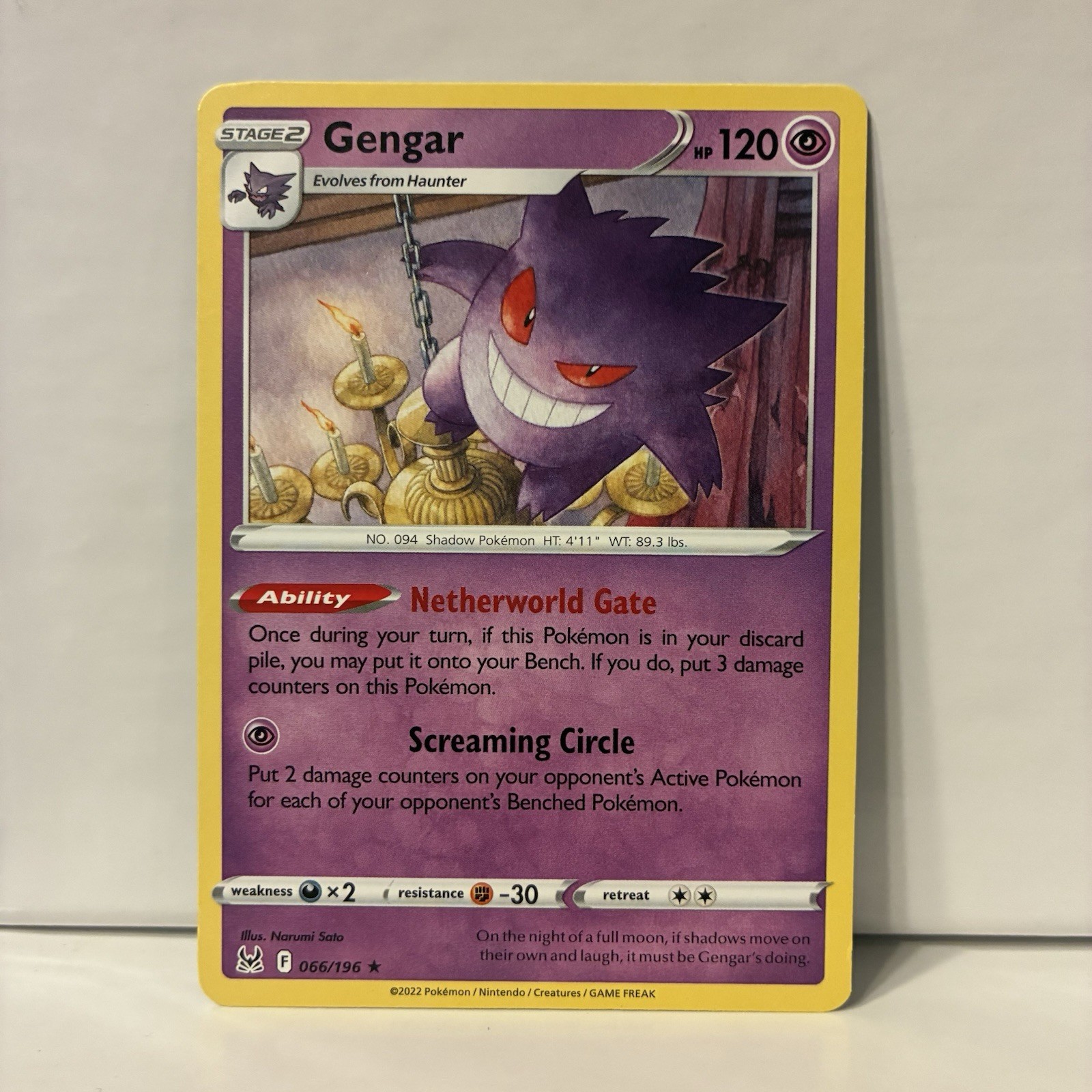 2022 Sword & Shield Lost Origins Gengar 66/196 Holo Rare