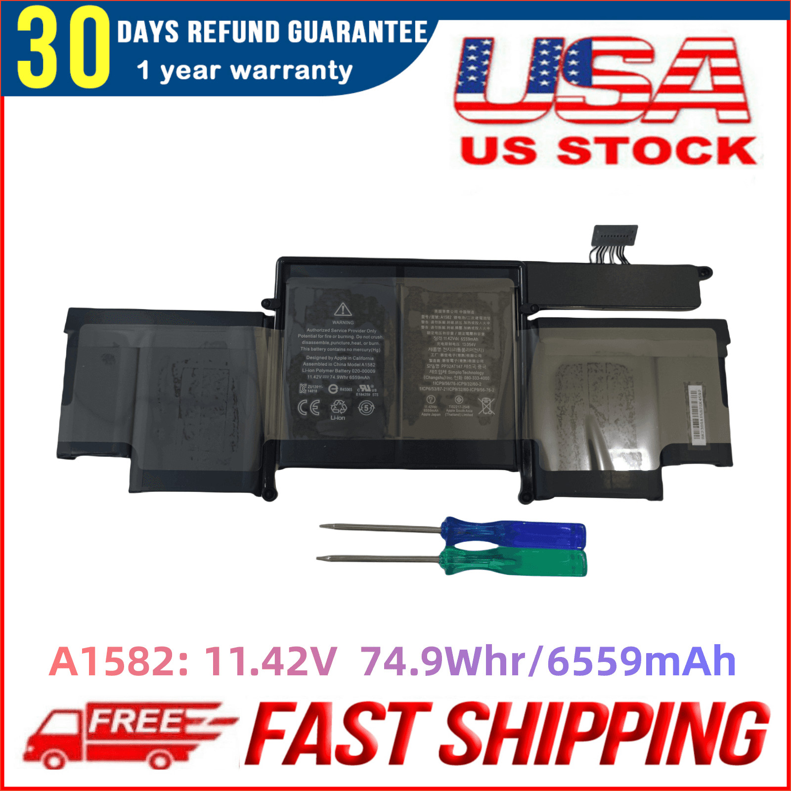 Genuine A1582 A1502 Battery for MacBook Pro 13'' Retina Early 2015 Mid 2014 2013